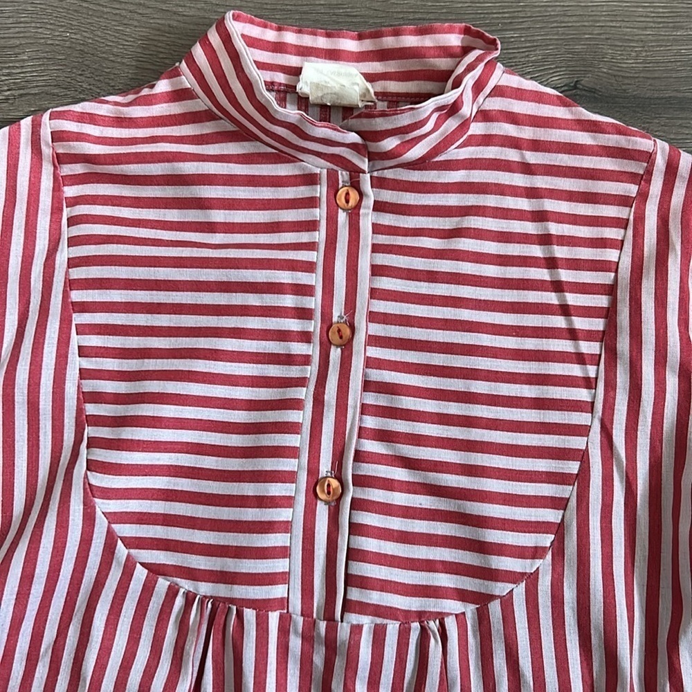 Vintage RoVel of California Red and White Striped Button-Up Blouse - Picture 4 of 8